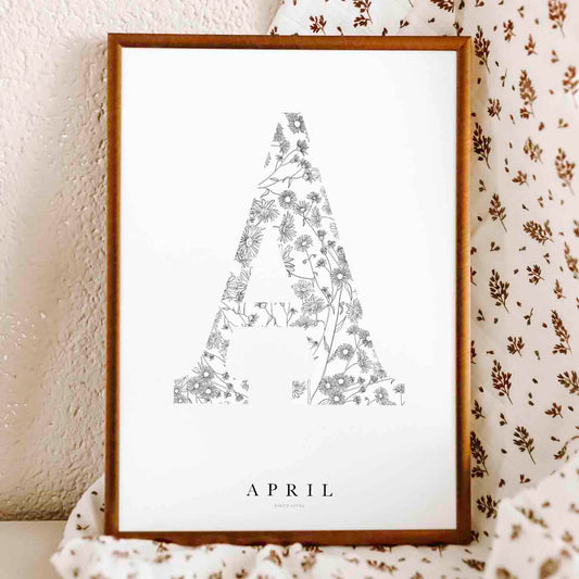 Birth Flower Letter Poster April