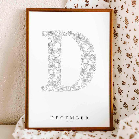 Birth Flower Letter Poster December