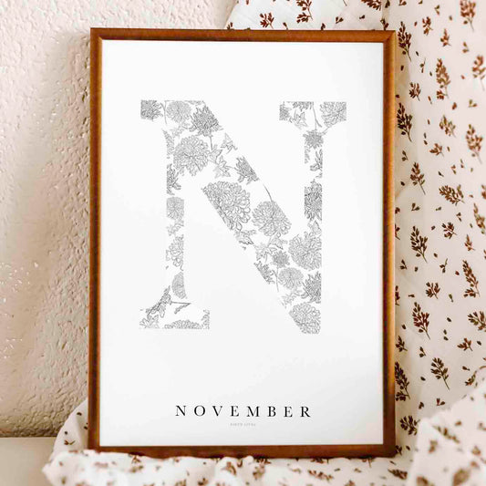 Birth Flower Letter Poster November
