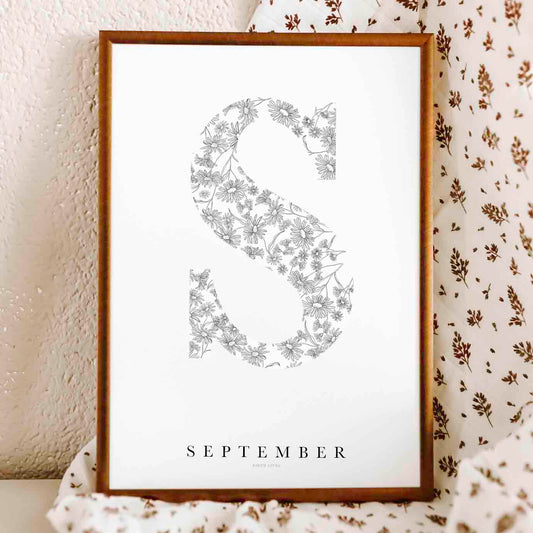 Birth Flower Letter Poster September