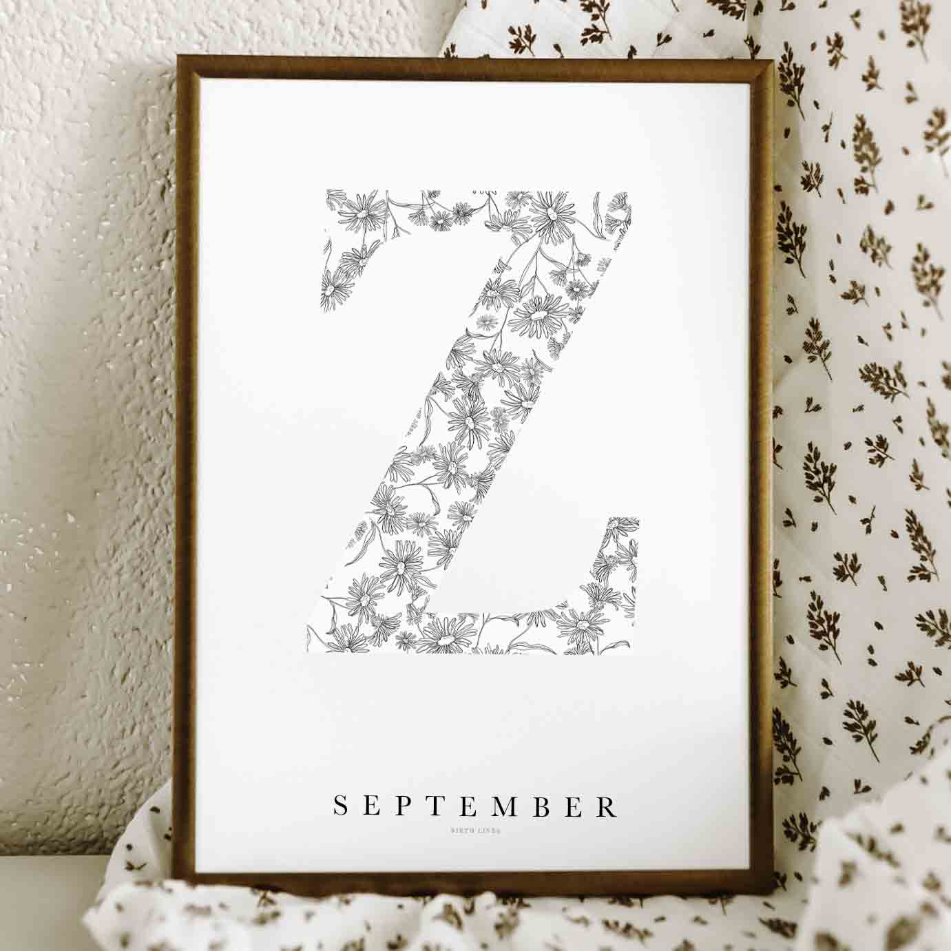 Birth Flower Letter Poster September