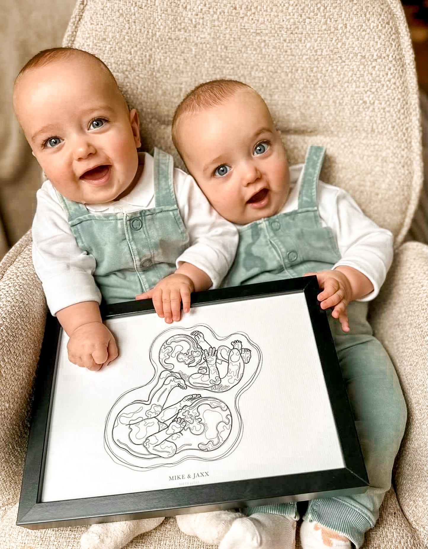 Birth Line echo-illustratie, tweeling