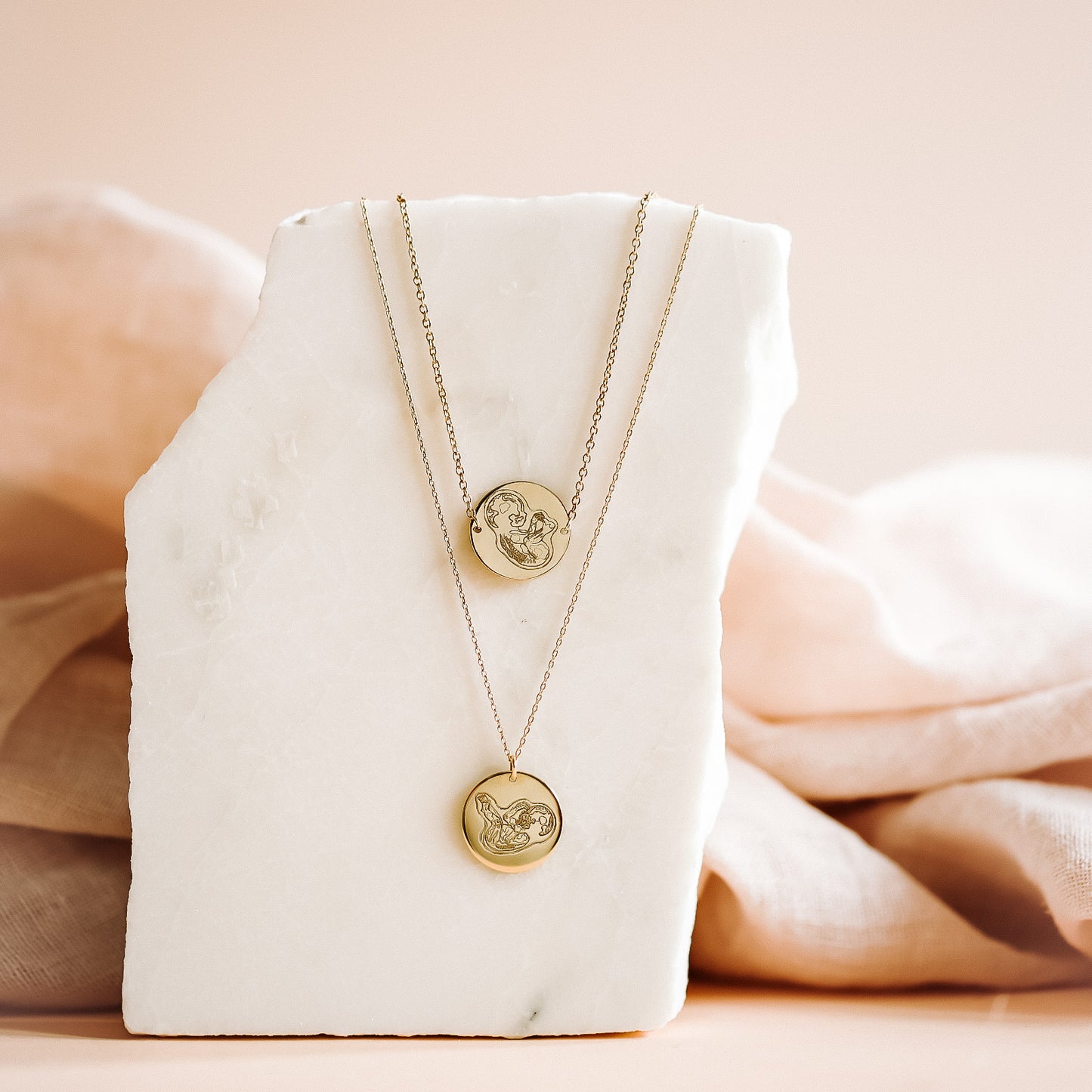 Birth Lines Necklace Coin - 14 kt gold