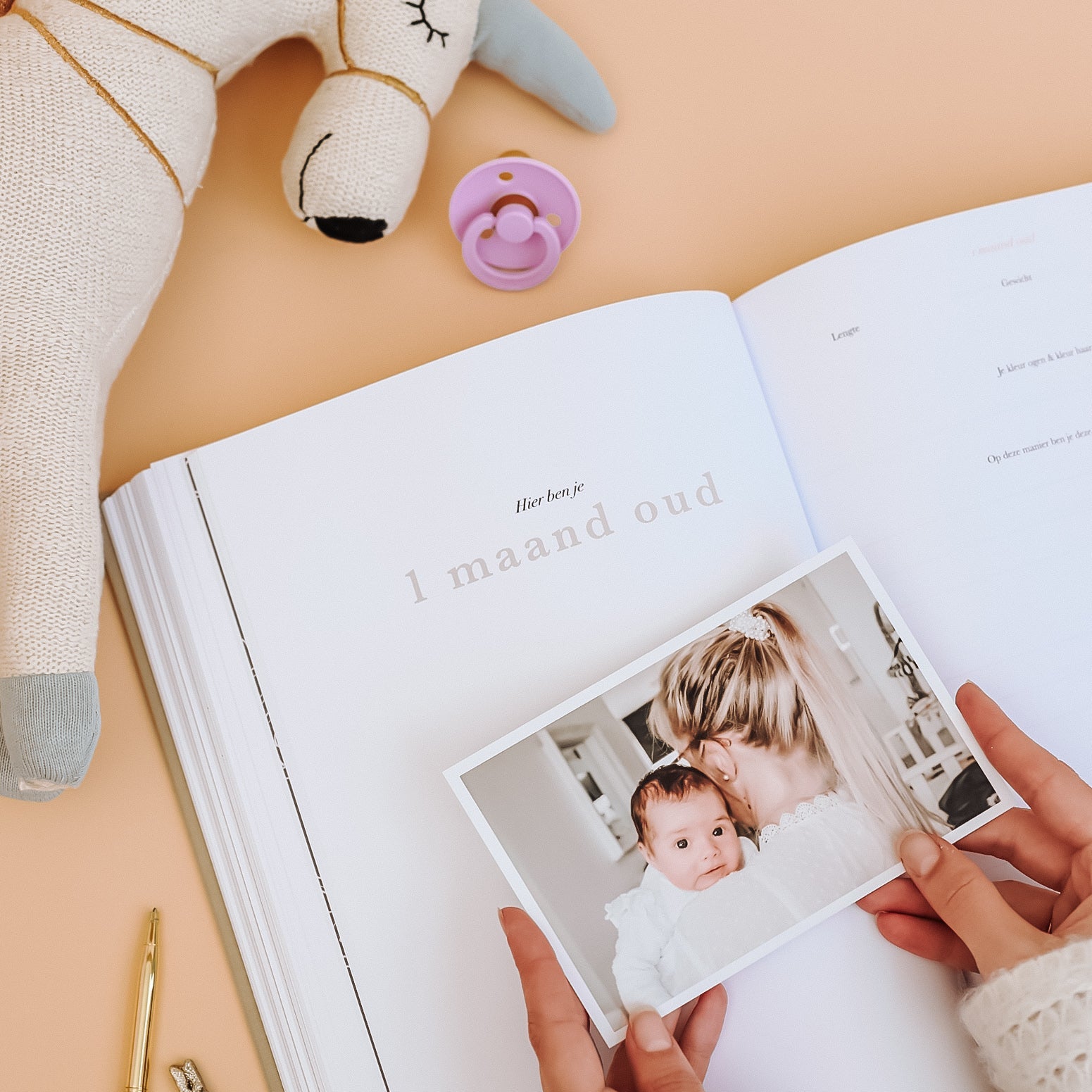 baby eerste maand pagina in zwangerschaps en baby eerste jaar invulboek met ruimte voor foto en herinneringen