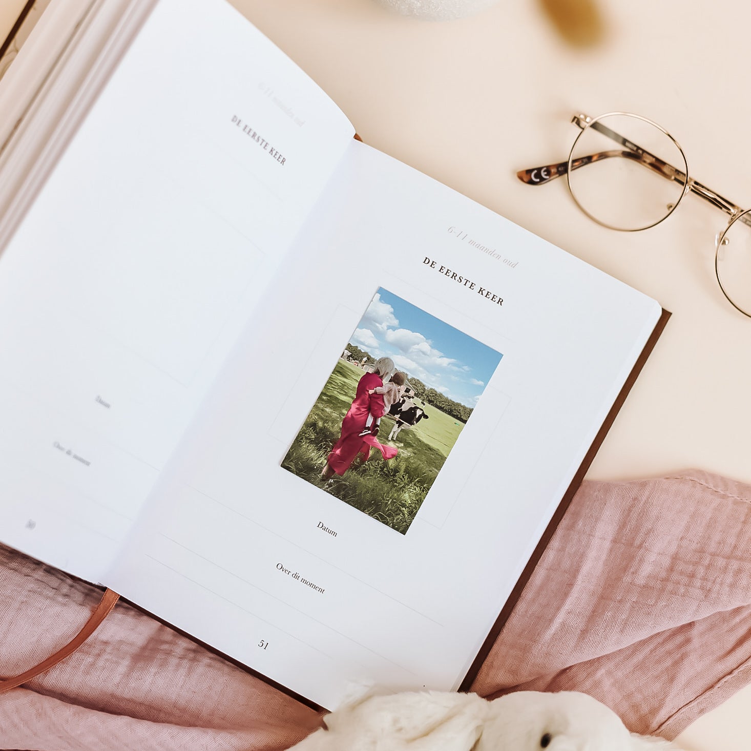 Fotopagina ‘De eerste keer’ in het Birth Lines grootouder invulboek ‘Sinds jij mijn kleinkind bent’ met ruimte voor foto en herinnering