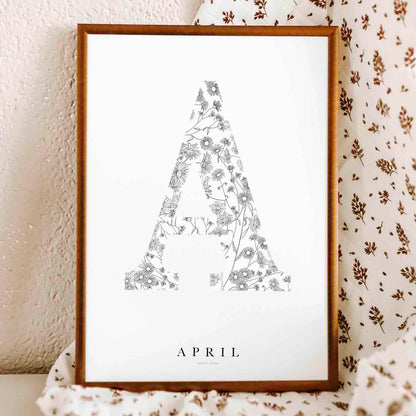 Birth Flower Letter Poster April