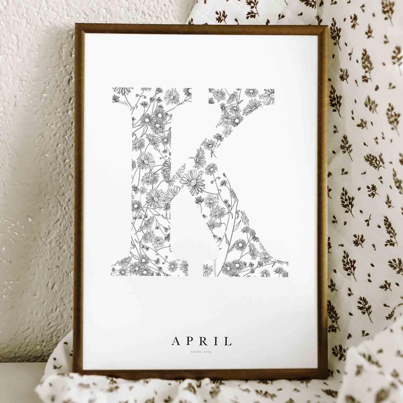Birth Flower Letter Poster April