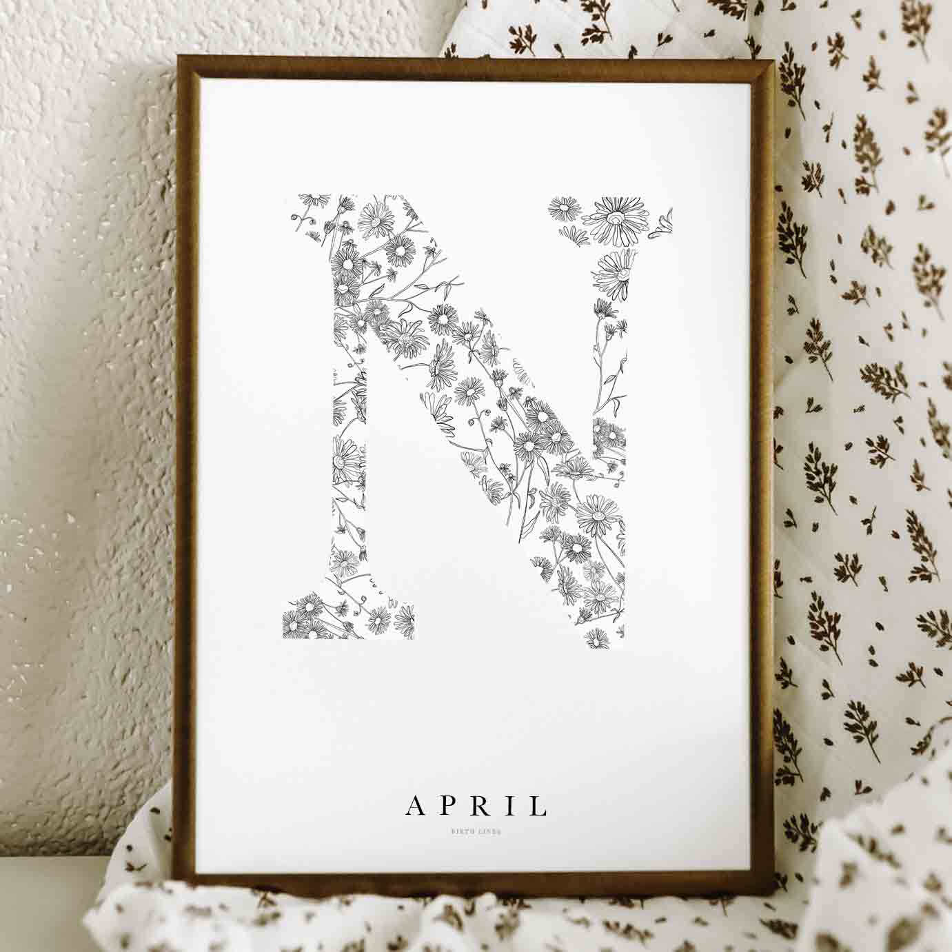 Birth Flower Letter Poster April