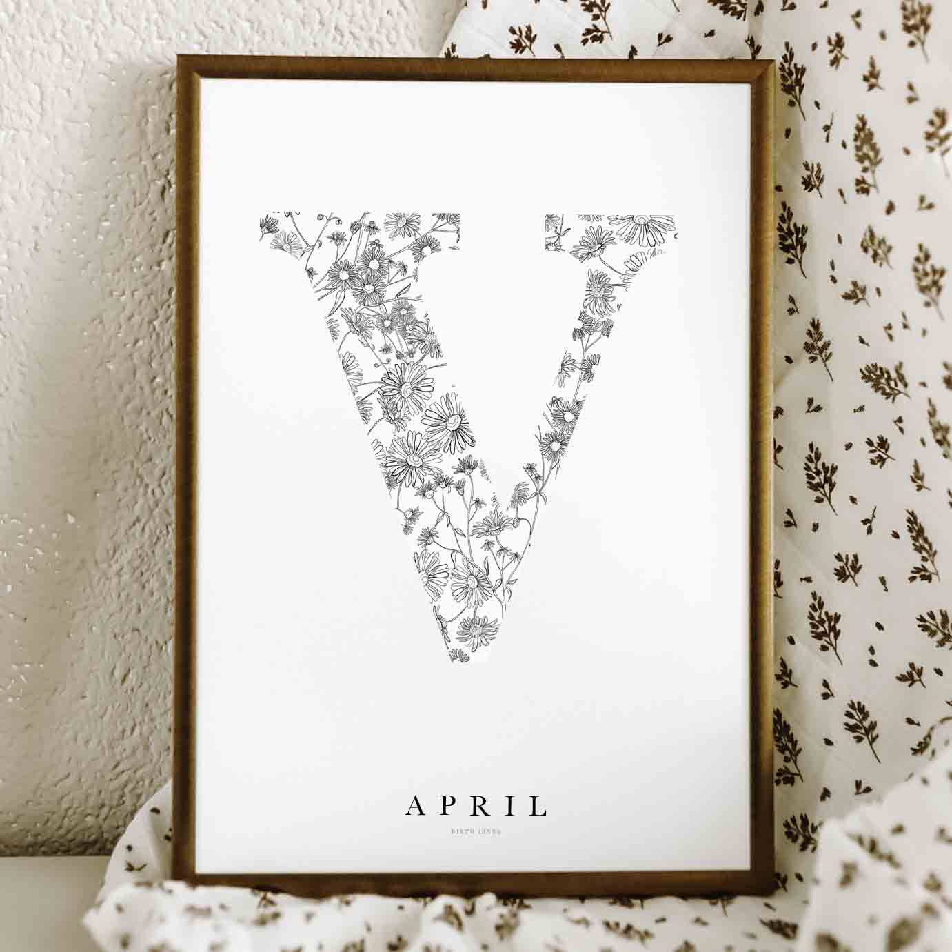 Birth Flower Letter Poster April