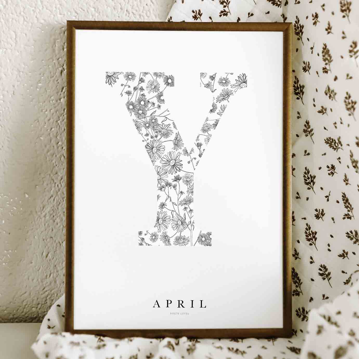 Birth Flower Letter Poster April