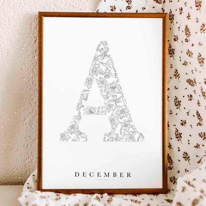 Birth Flower Letter Poster December
