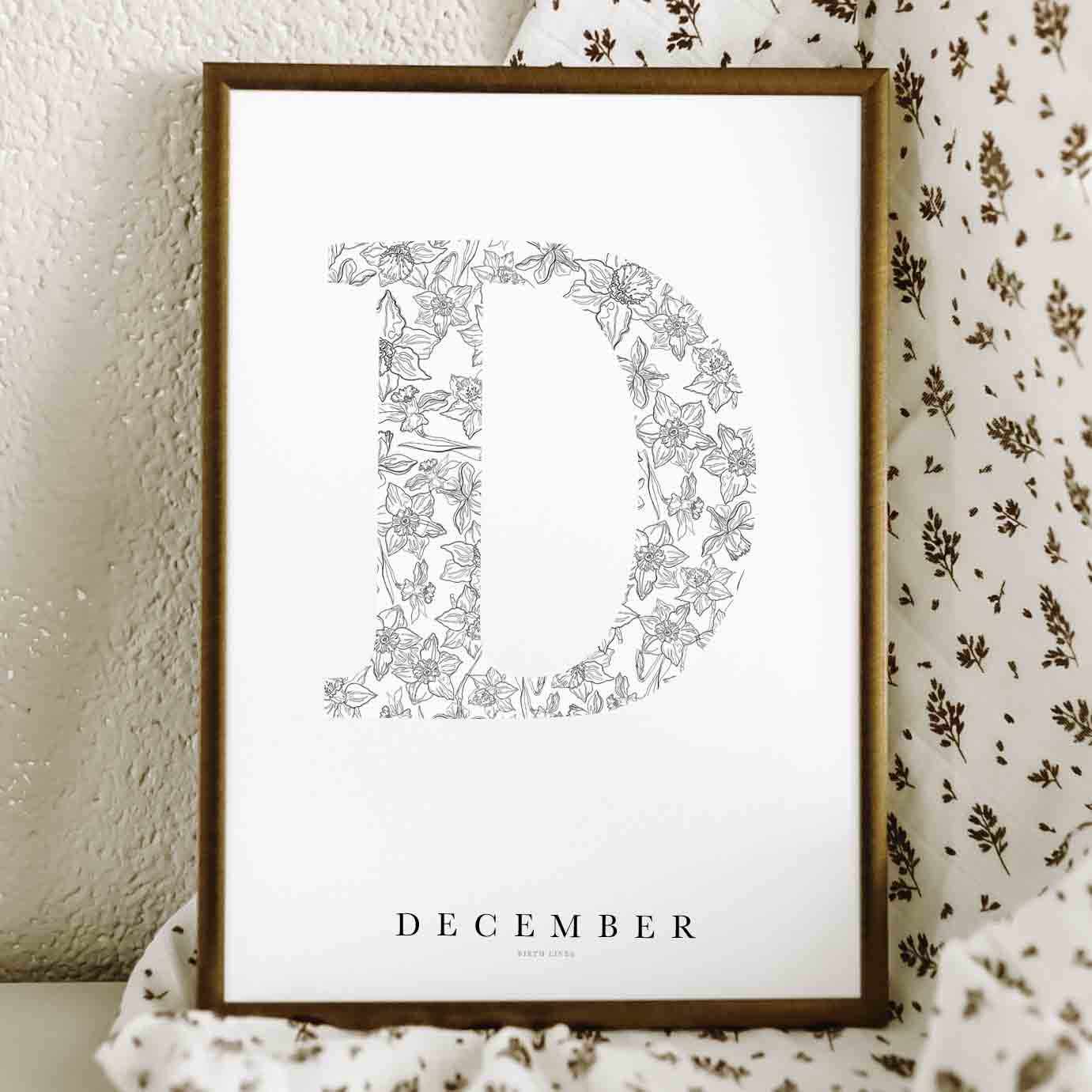 Birth Flower Letter Poster December