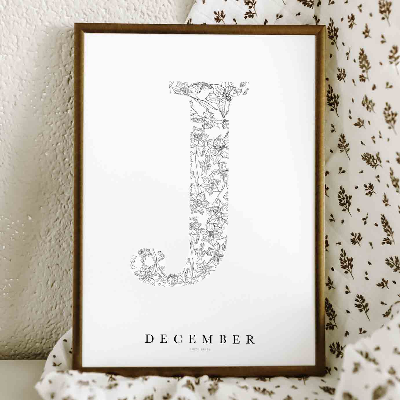 Birth Flower Letter Poster December