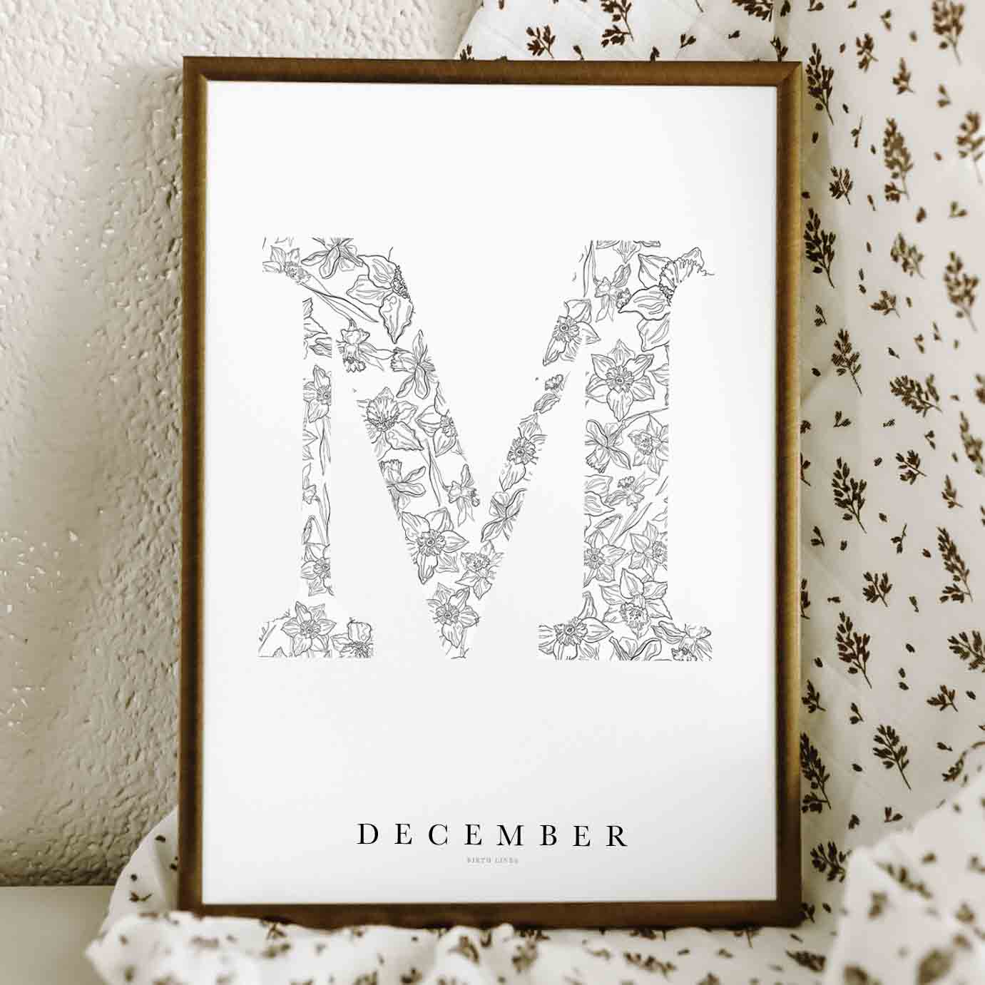 Birth Flower Letter Poster December