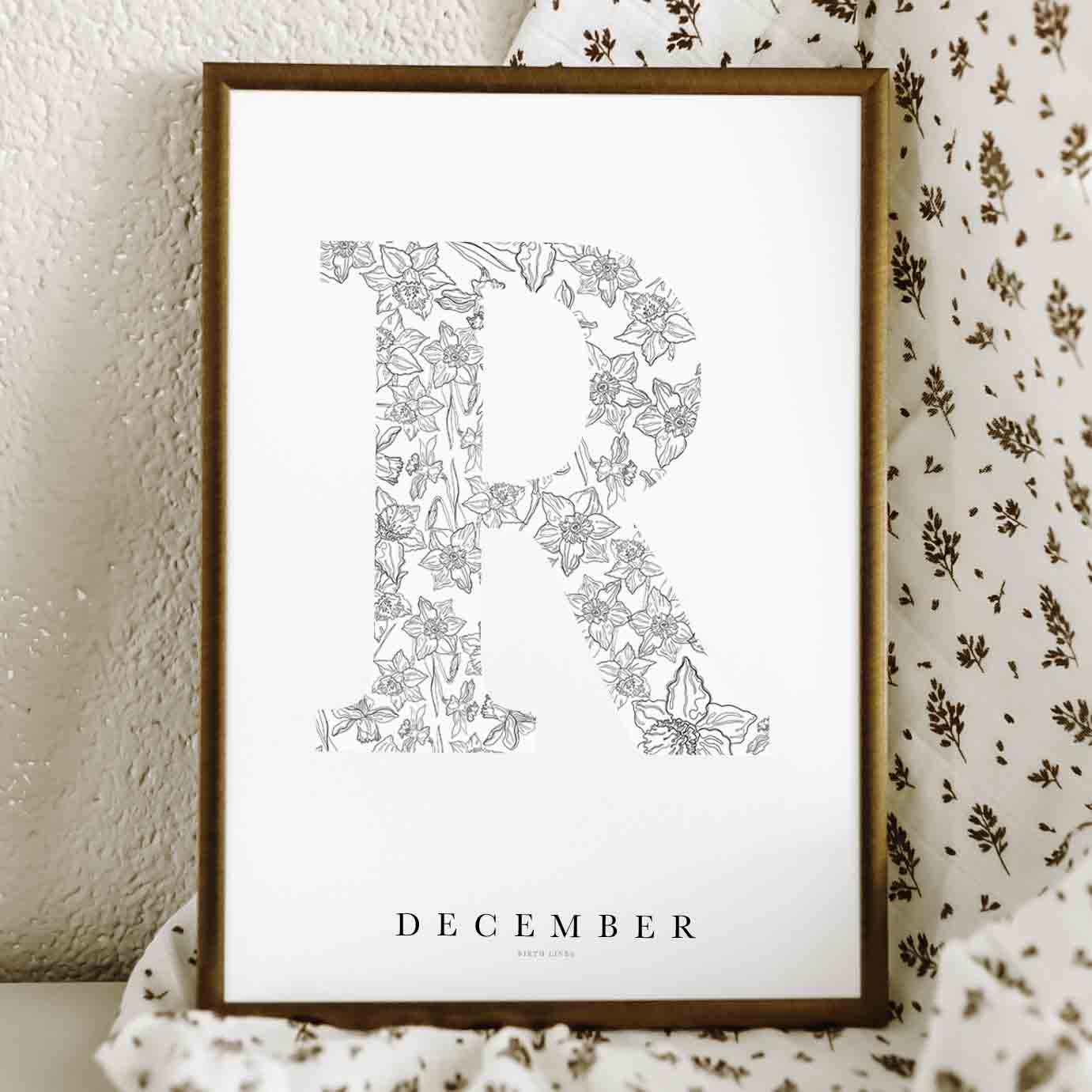 Birth Flower Letter Poster December