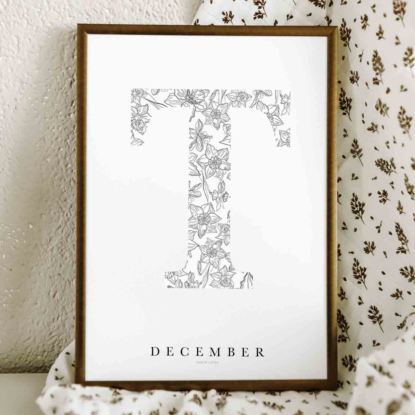 Birth Flower Letter Poster December