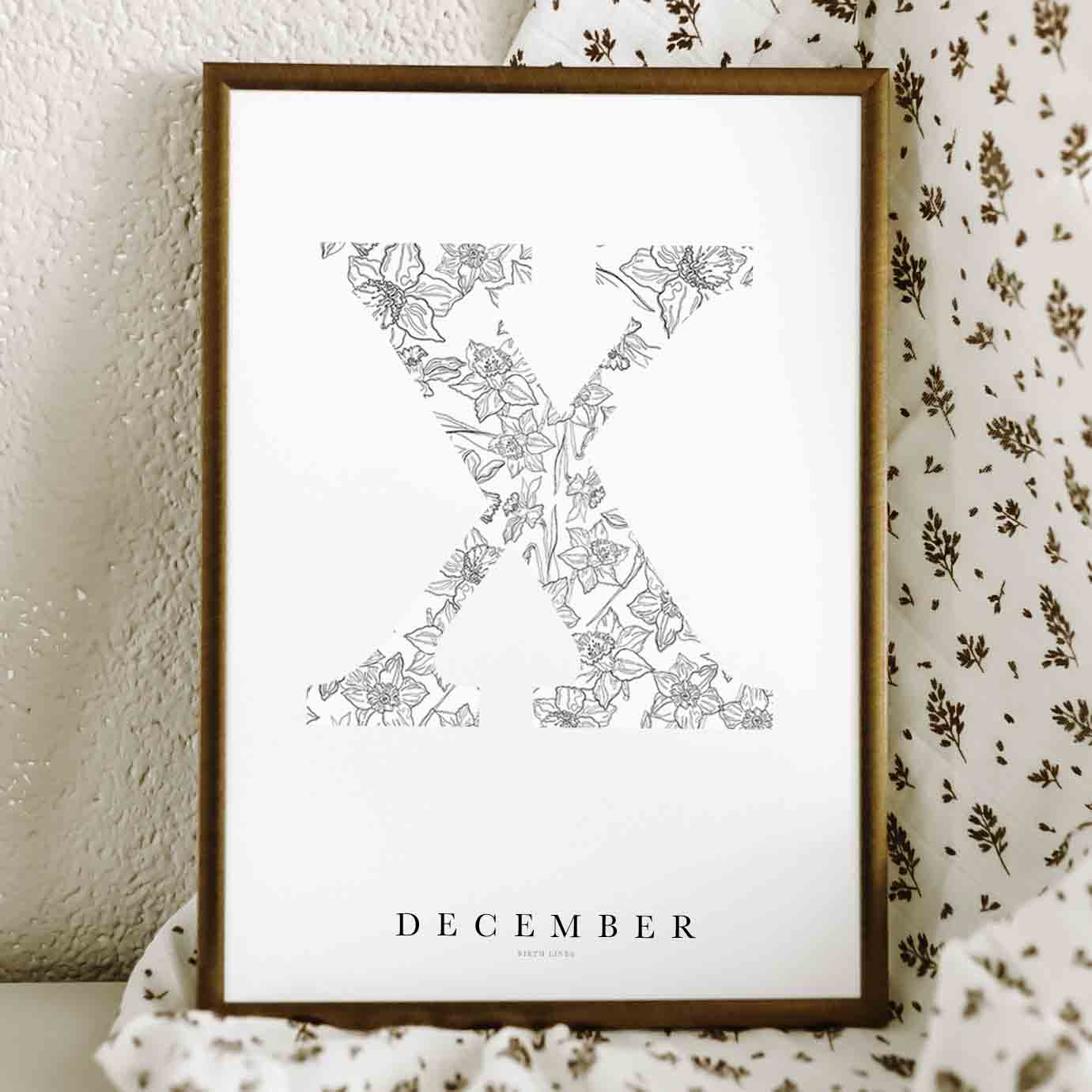 Birth Flower Letter Poster December