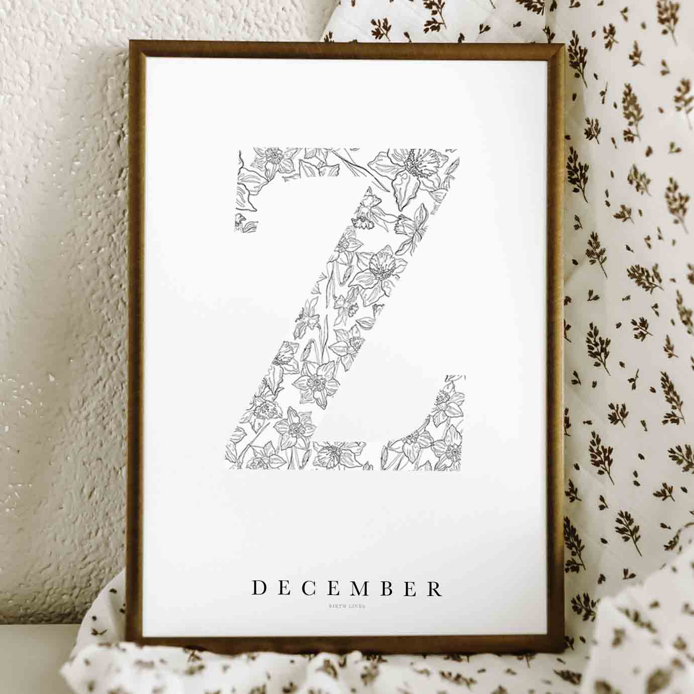 Birth Flower Letter Poster December