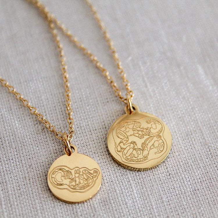 Birth Lines Necklace Coin - Stainless Steel