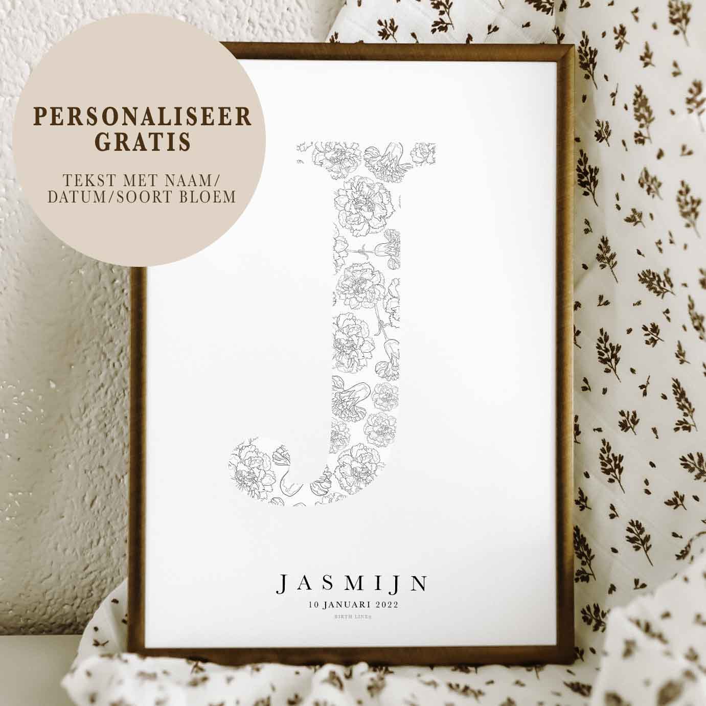 Birth Flower Letter Poster January
