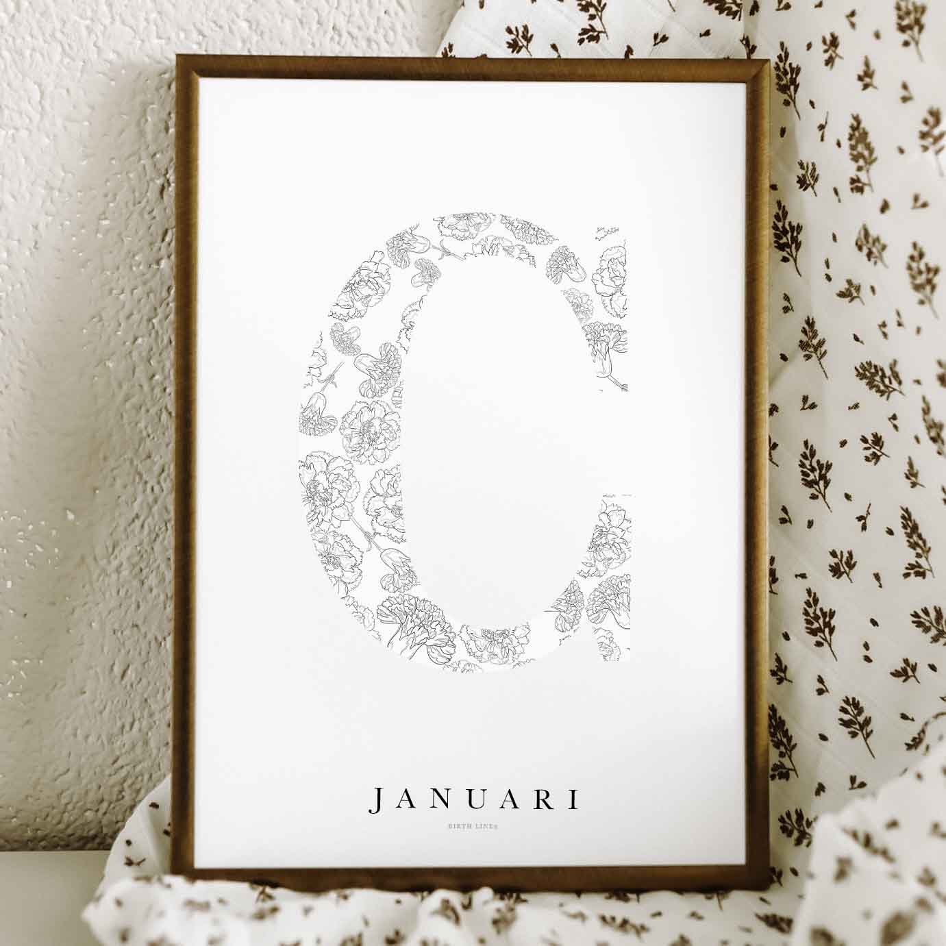 Birth Flower Letter Poster January