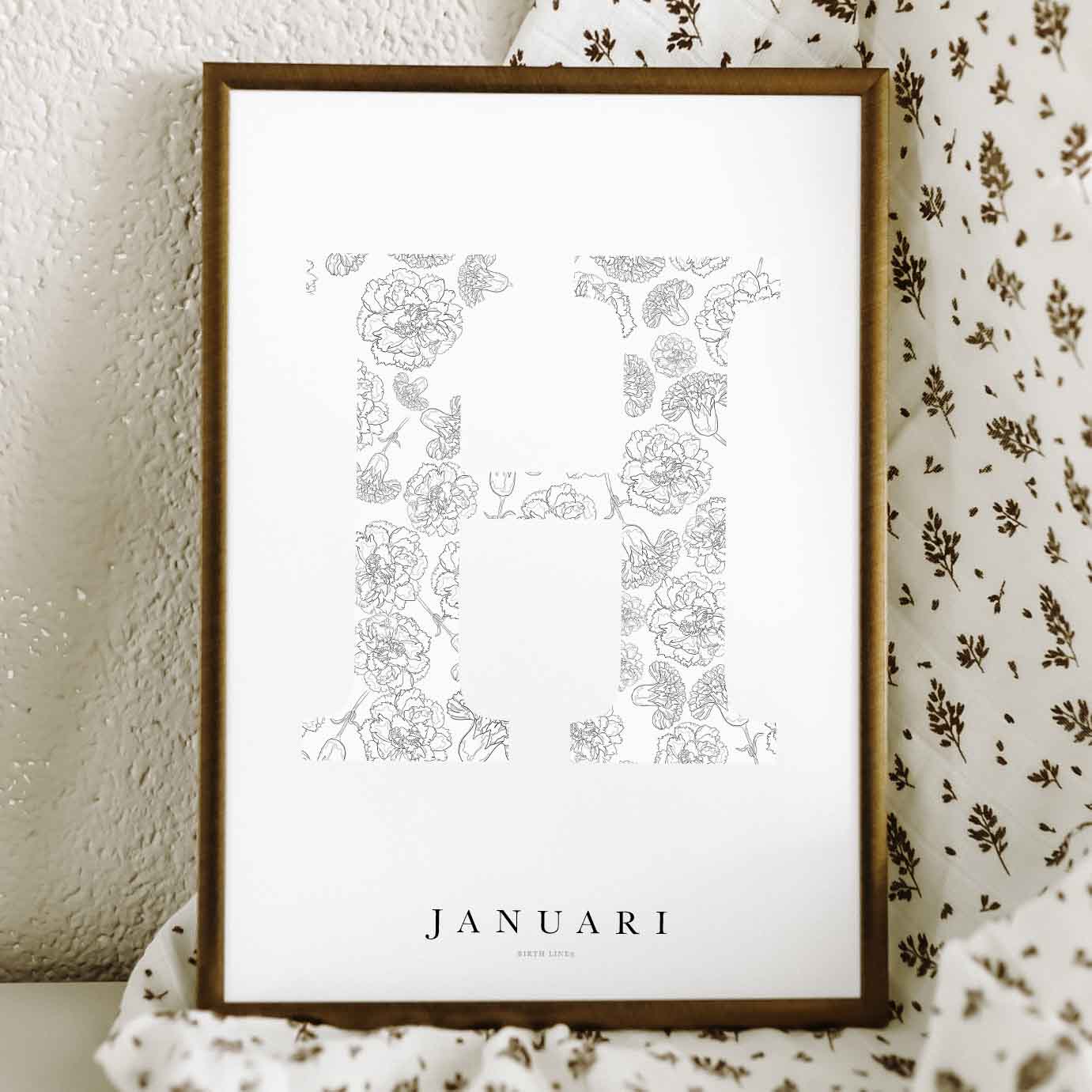 Birth Flower Letter Poster January