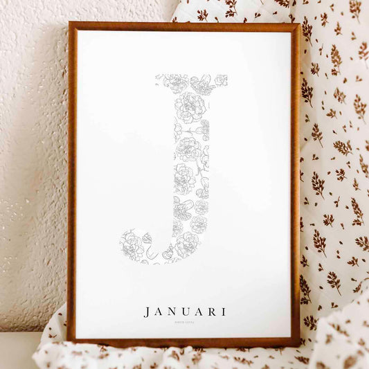Birth Flower Letter Poster January