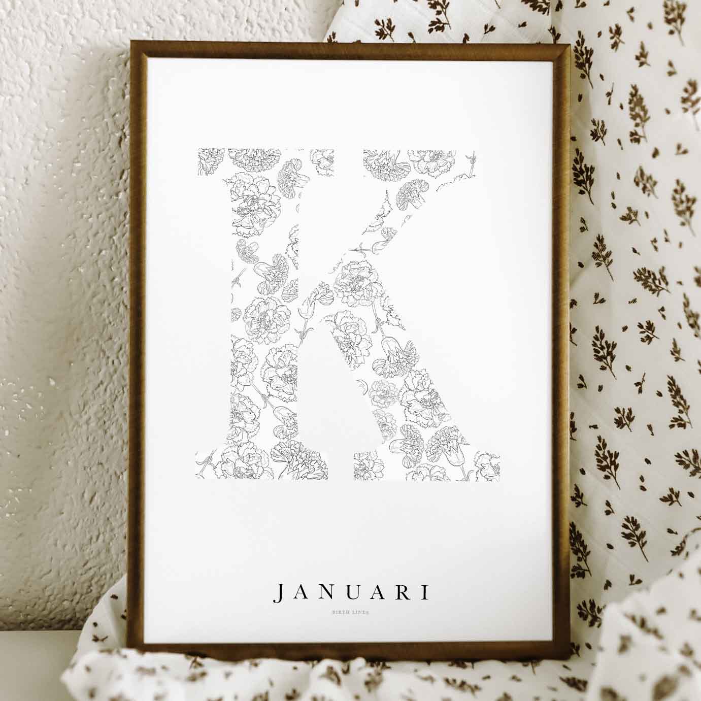 Birth Flower Letter Poster January
