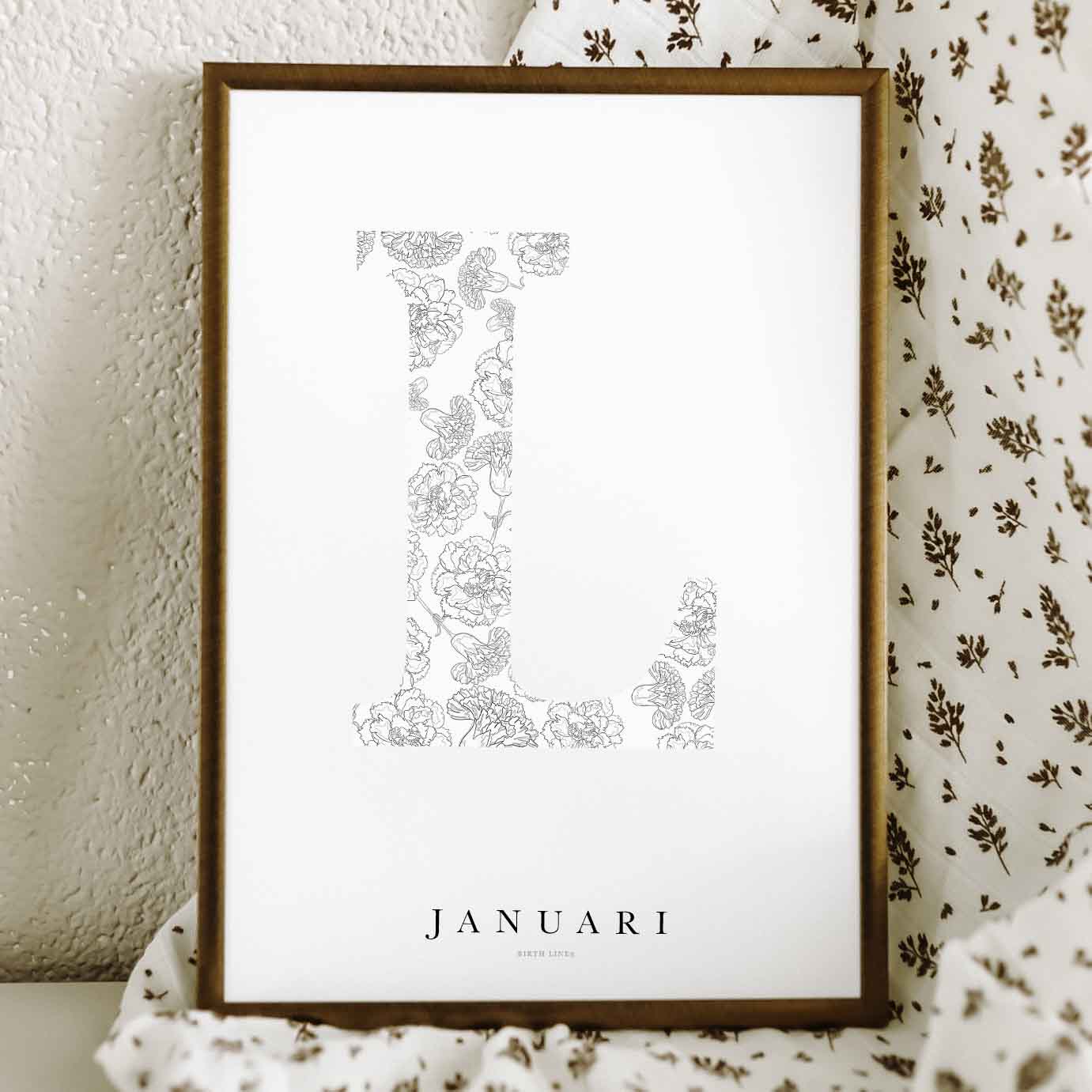 Birth Flower Letter Poster January