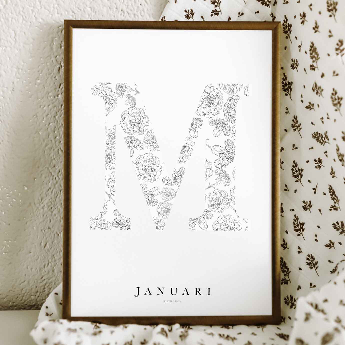 Birth Flower Letter Poster January