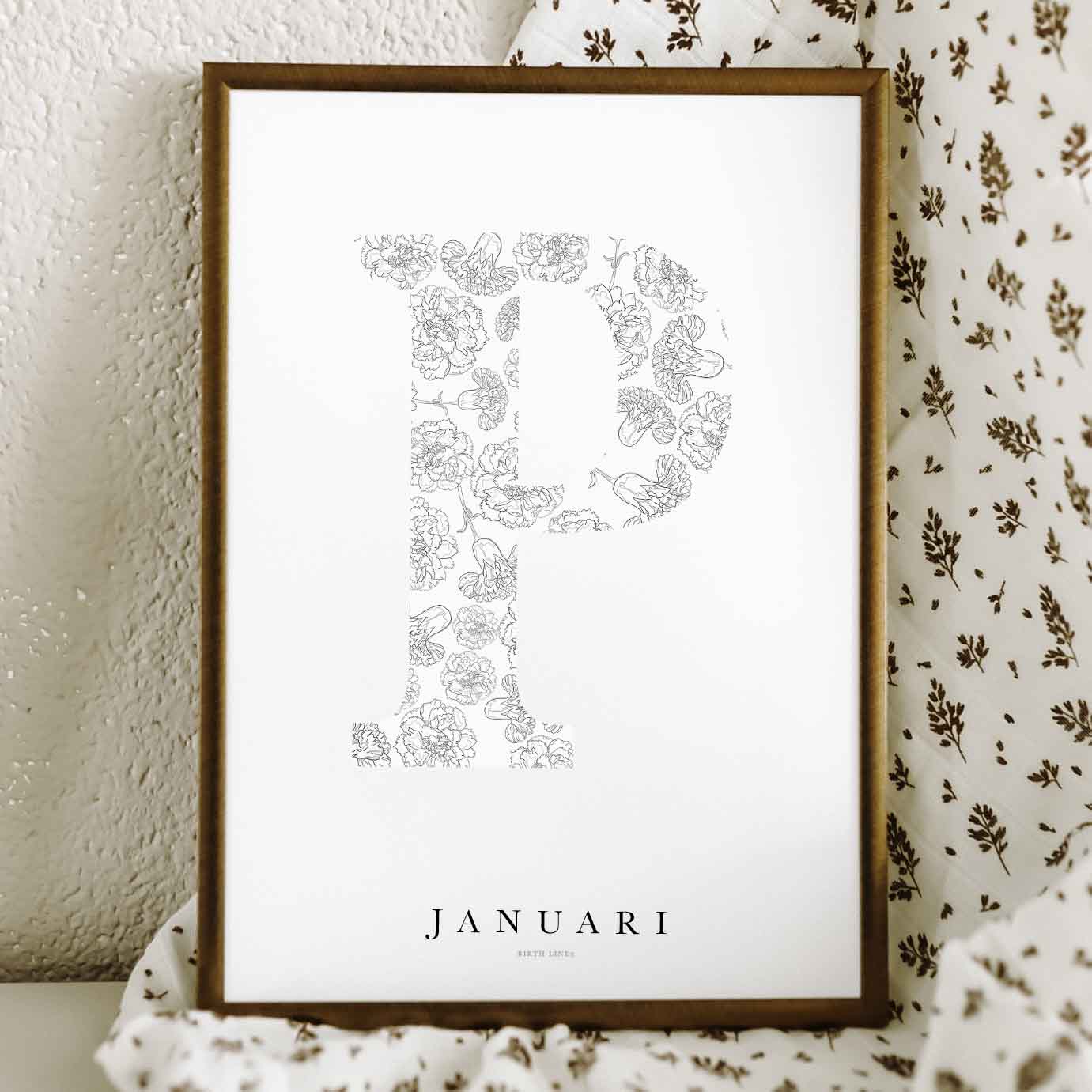 Birth Flower Letter Poster January