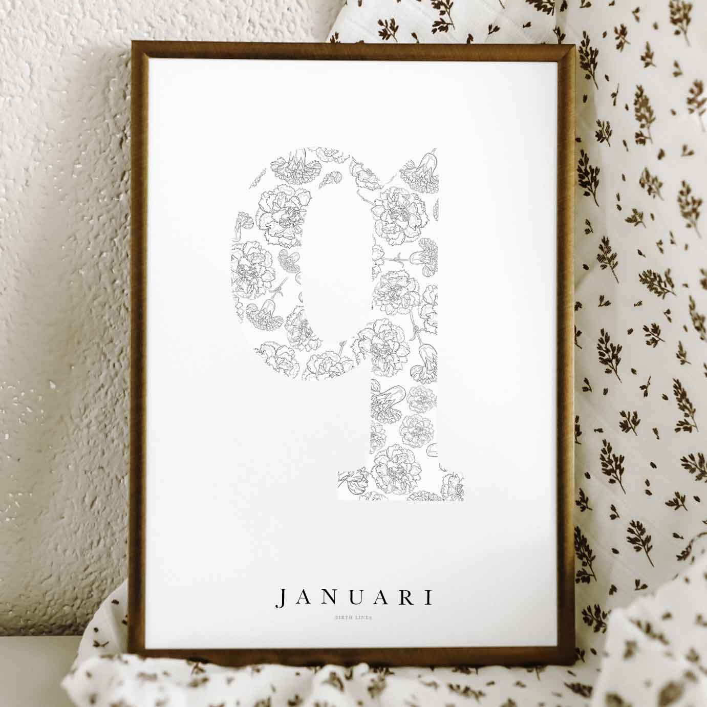 Birth Flower Letter Poster January