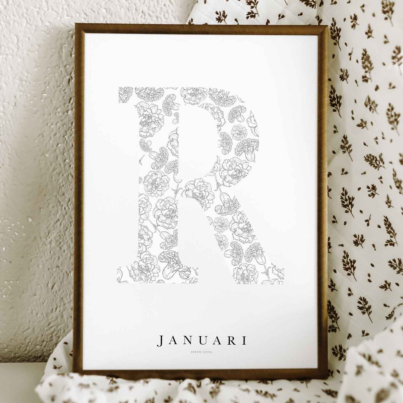 Birth Flower Letter Poster January