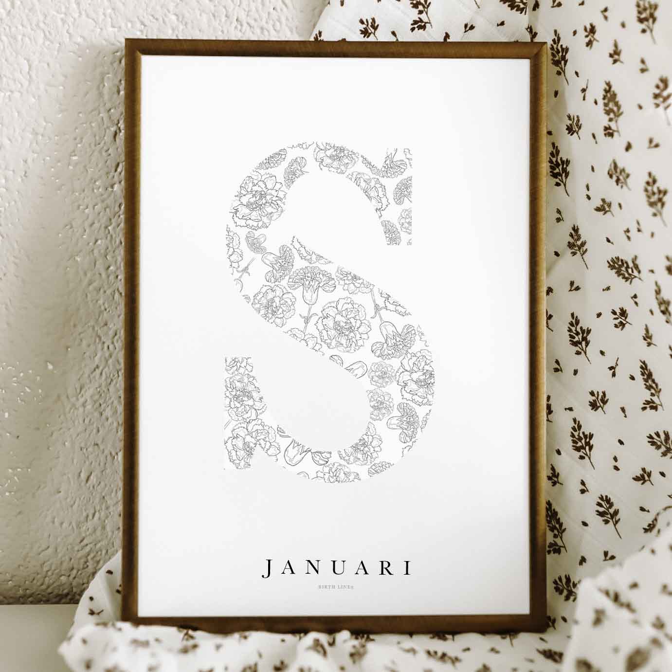 Birth Flower Letter Poster January