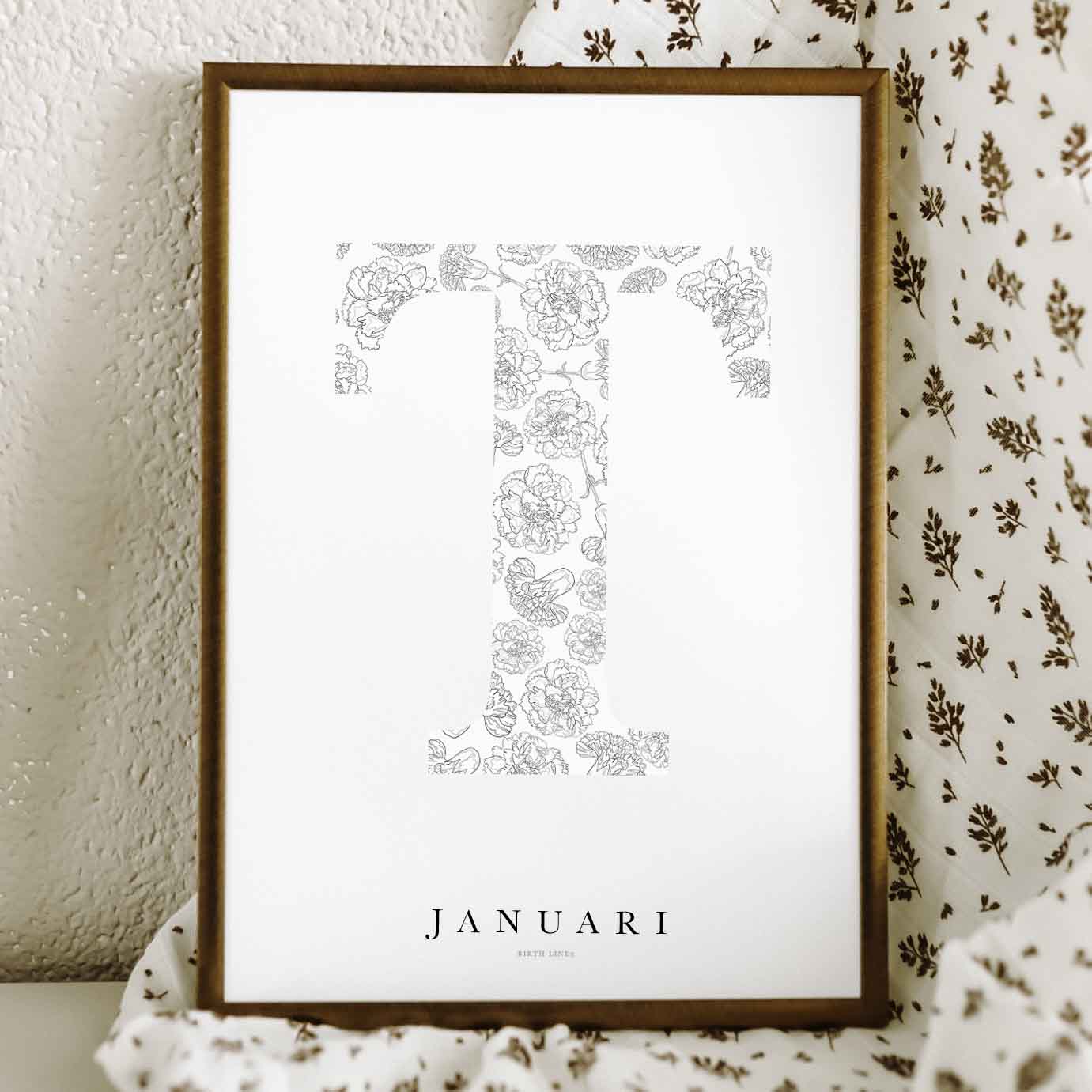 Birth Flower Letter Poster January
