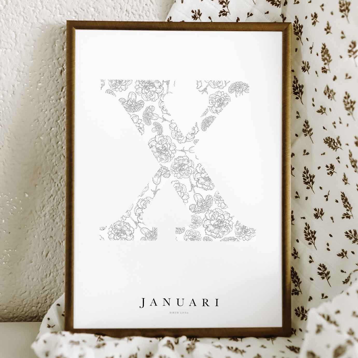 Birth Flower Letter Poster January