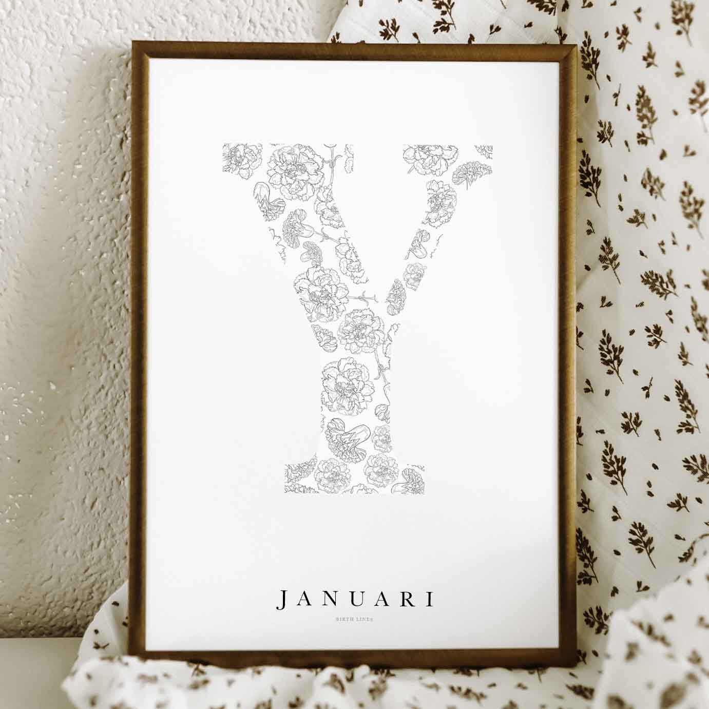 Birth Flower Letter Poster January