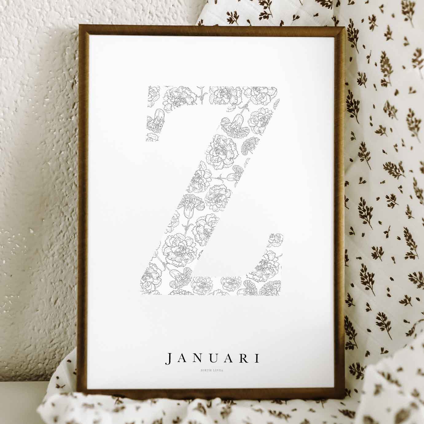 Birth Flower Letter Poster January