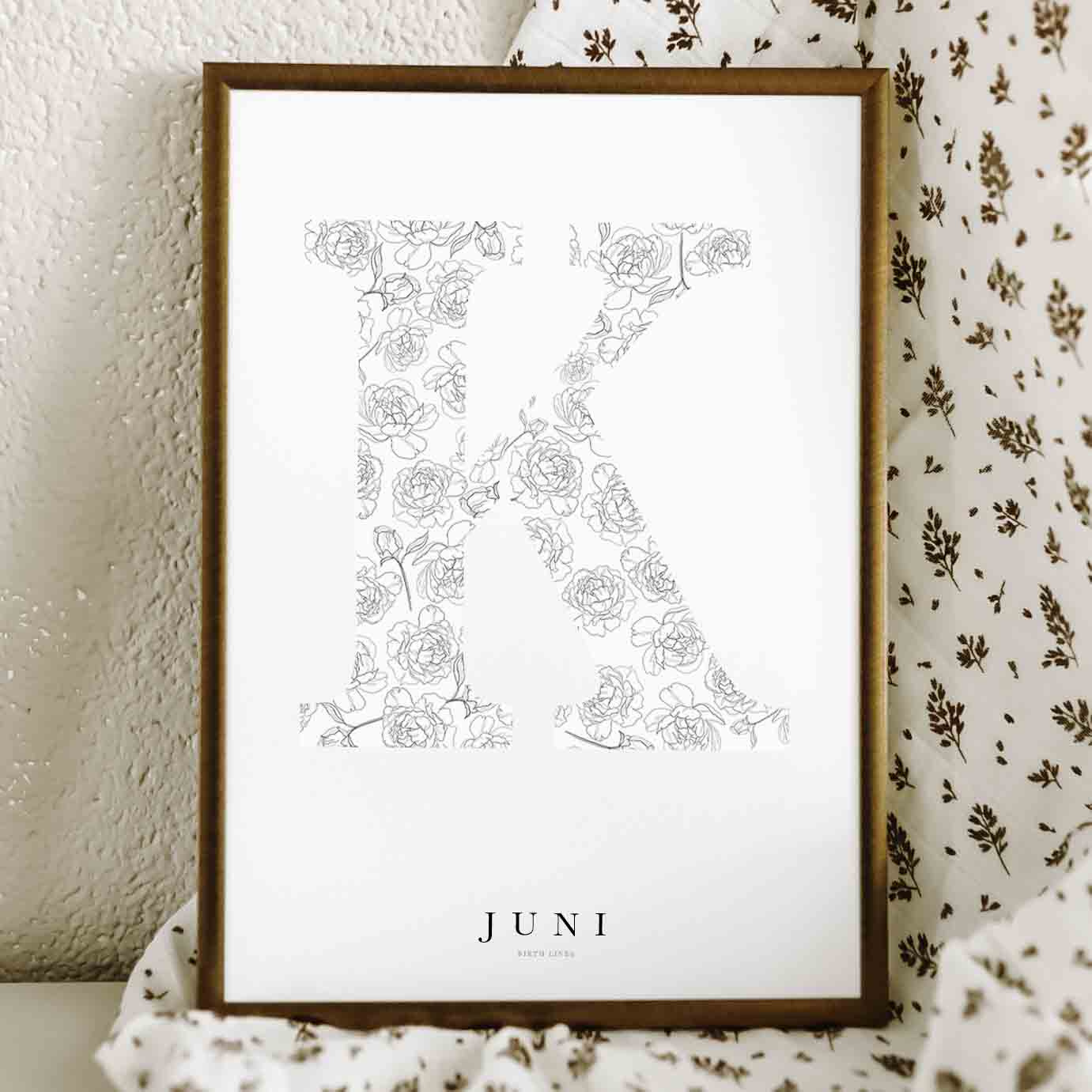 Birth Flower Letter Poster June
