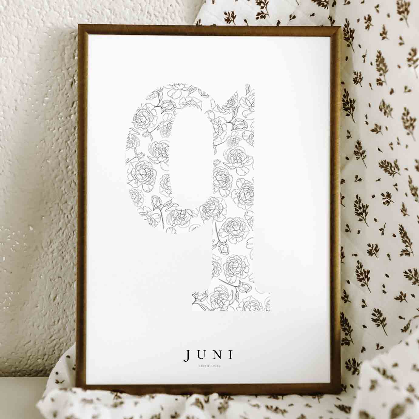 Birth Flower Letter Poster June