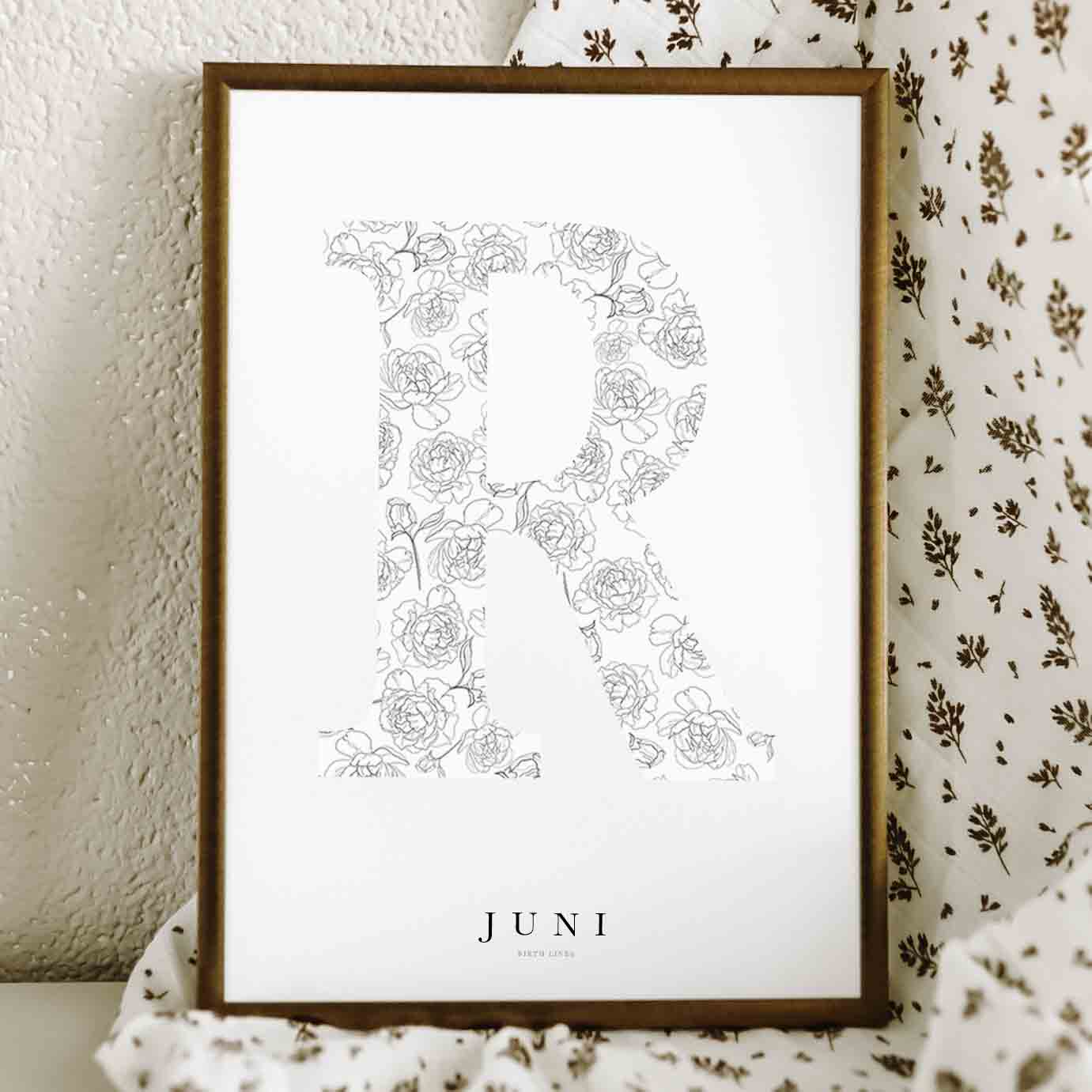 Birth Flower Letter Poster June