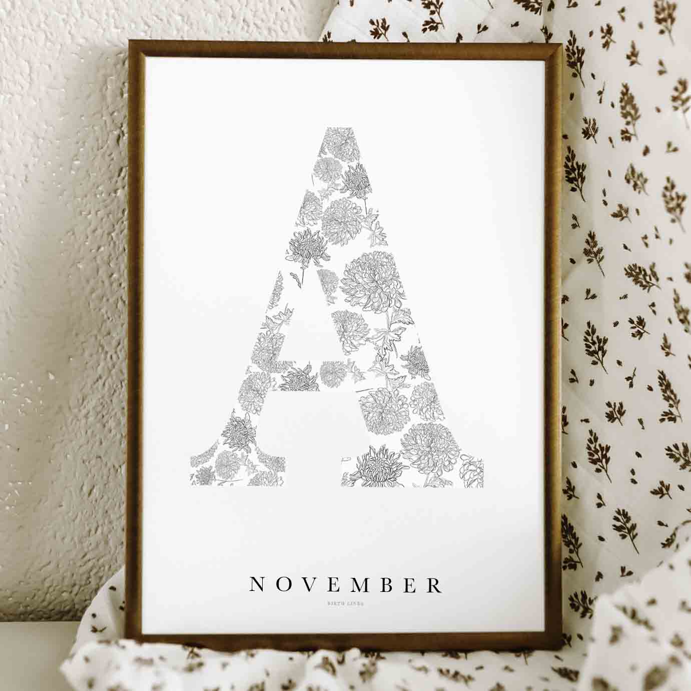 Birth Flower Letter Poster November