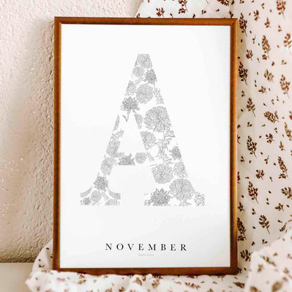 Birth Flower Letter Poster November