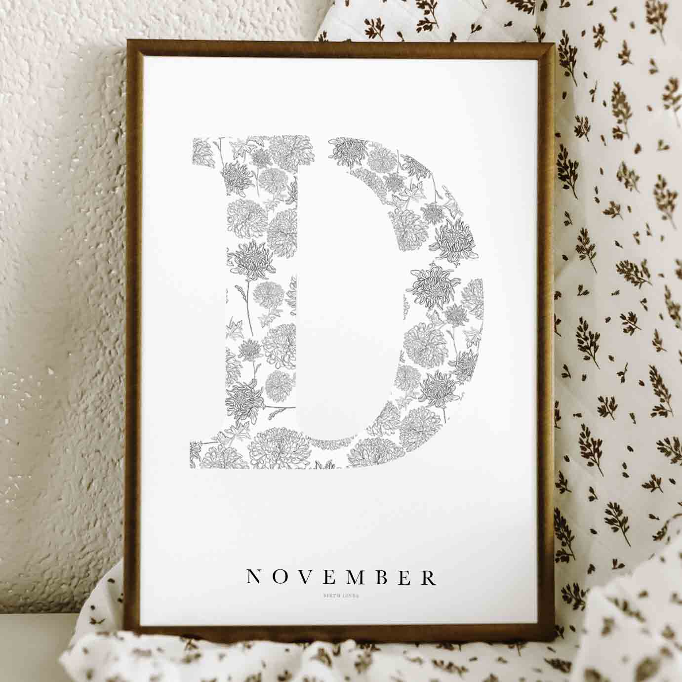 Birth Flower Letter Poster November