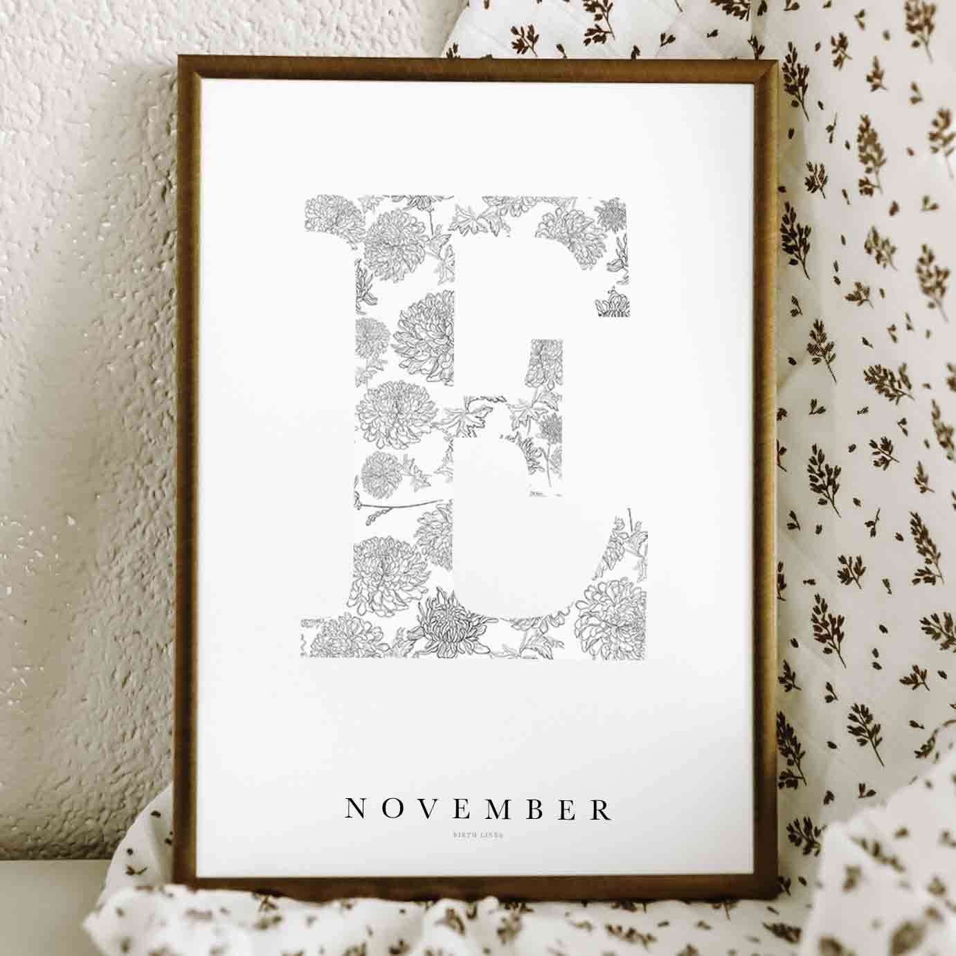Birth Flower Letter Poster November