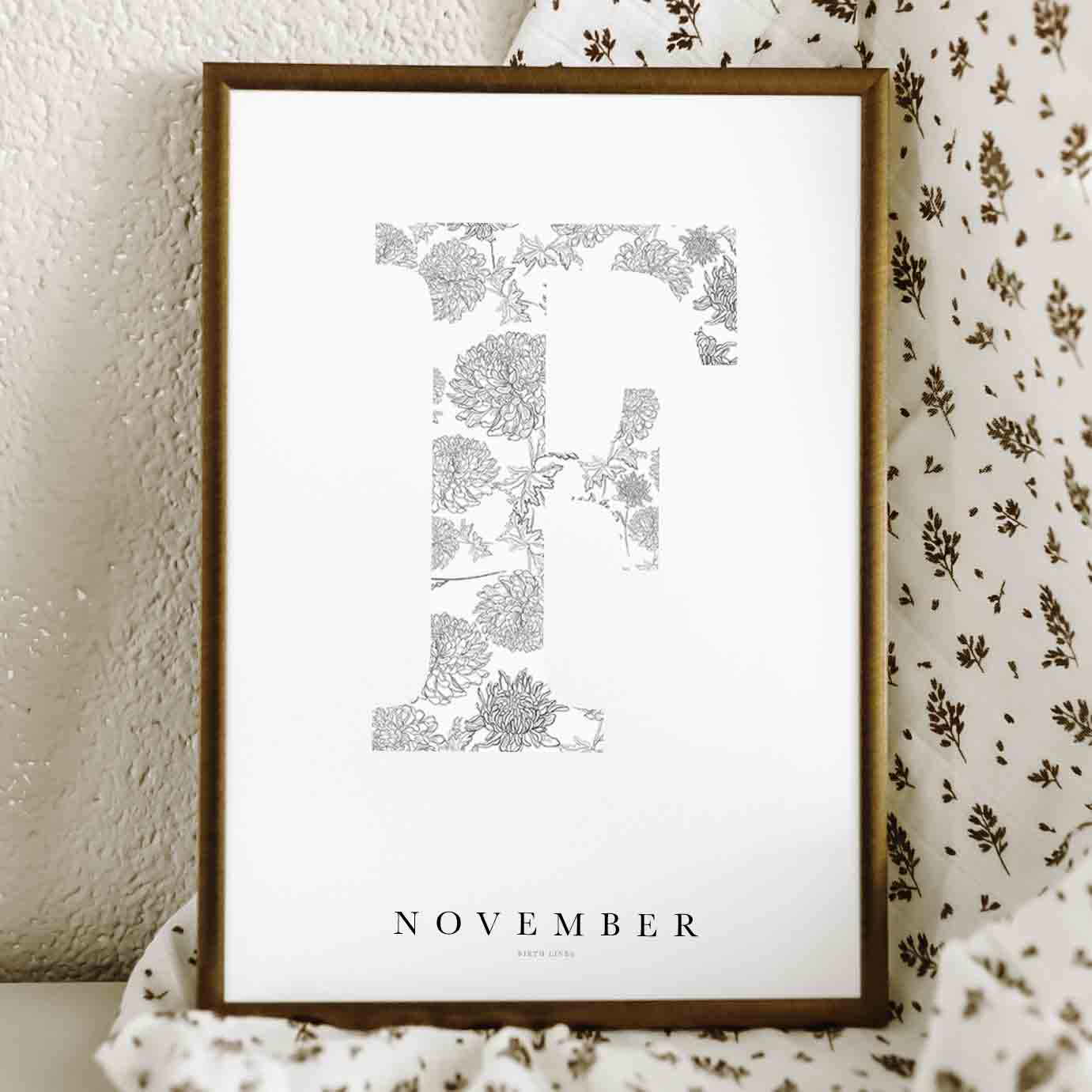 Birth Flower Letter Poster November