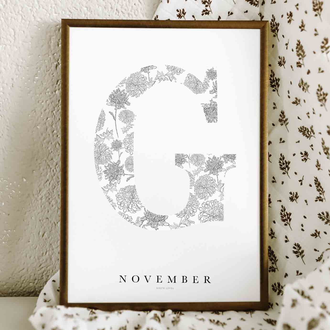 Birth Flower Letter Poster November
