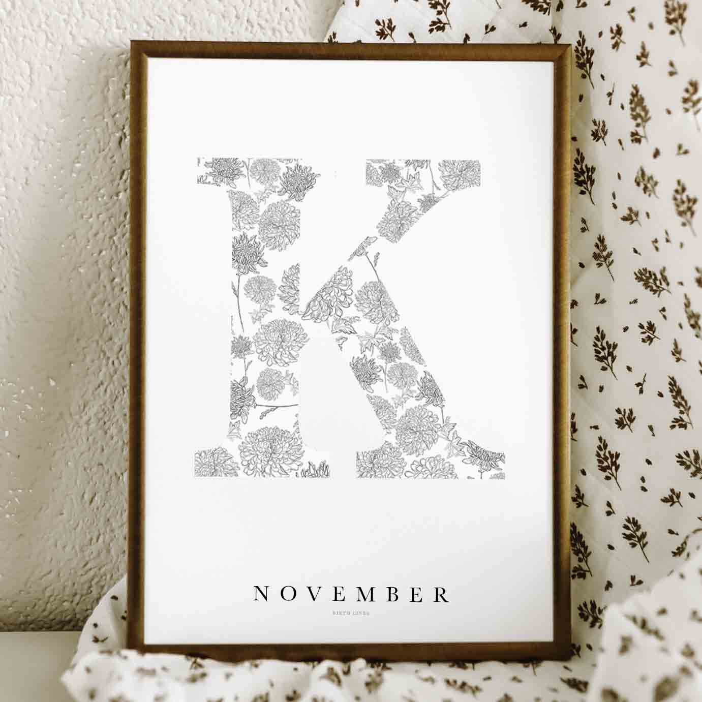 Birth Flower Letter Poster November
