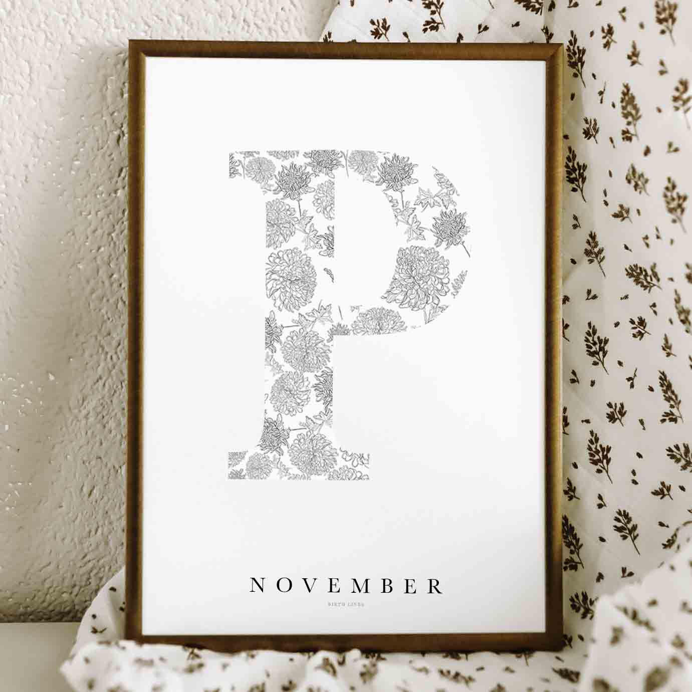 Birth Flower Letter Poster November