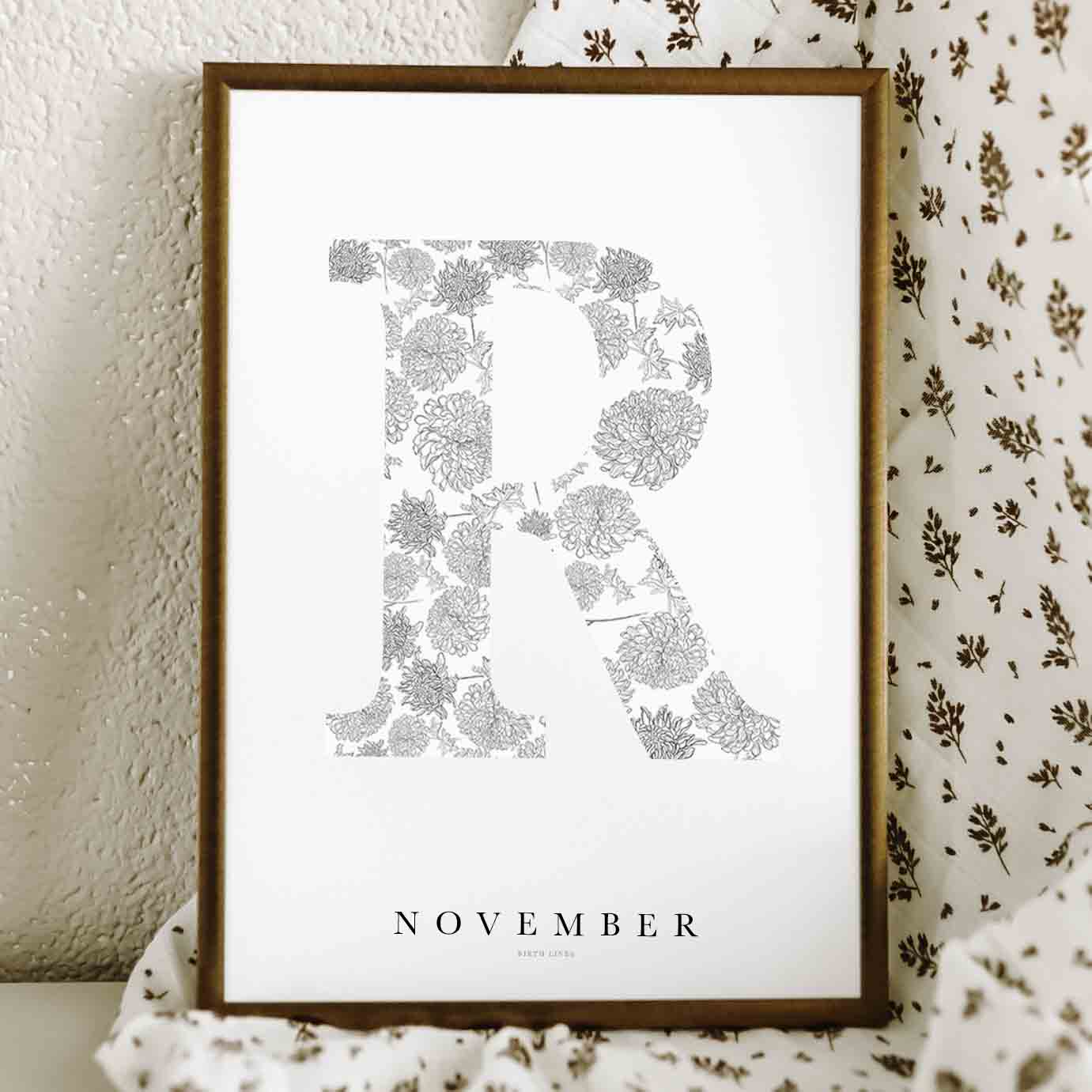 Birth Flower Letter Poster November